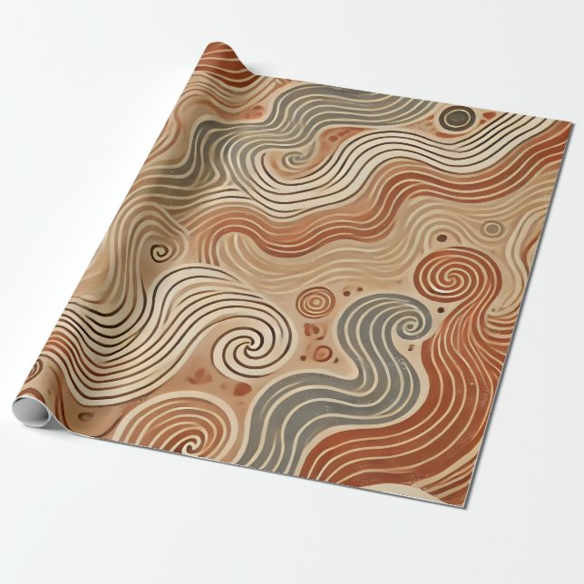 Earthy Boho Abstract in Terracotta Tones Wrapping Paper (Unrolled)