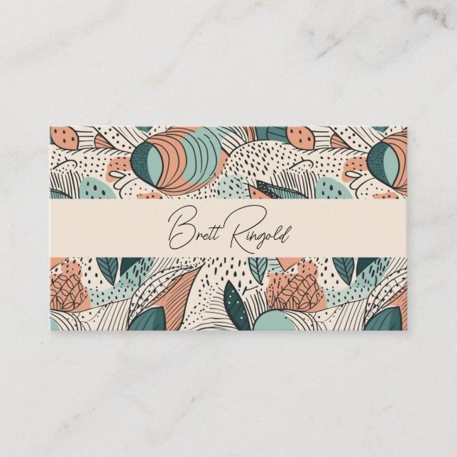 Earthy Boho Abstract Terracotta Cream Bisque Business Card (Front)