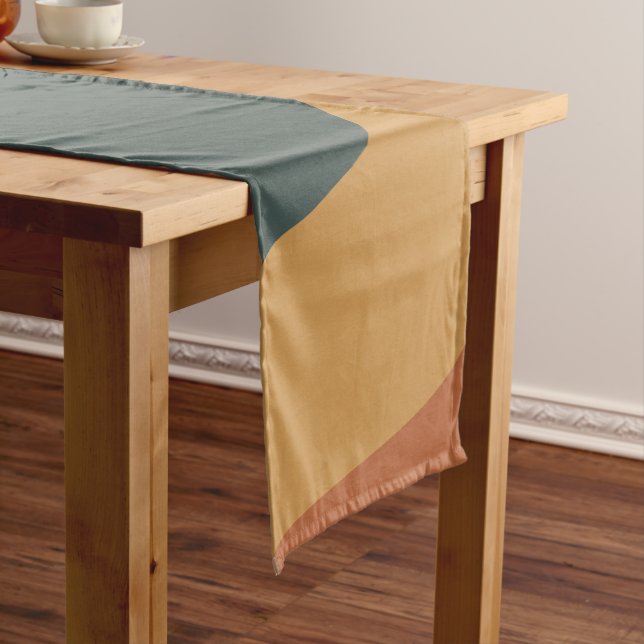 Earthy Boho Abstract Wavy Swirl Lines Terracotta   Short Table Runner (In Situ)