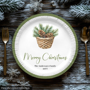 Earthy Boho Botanical Christmas Bouquet Dinner Paper Plate