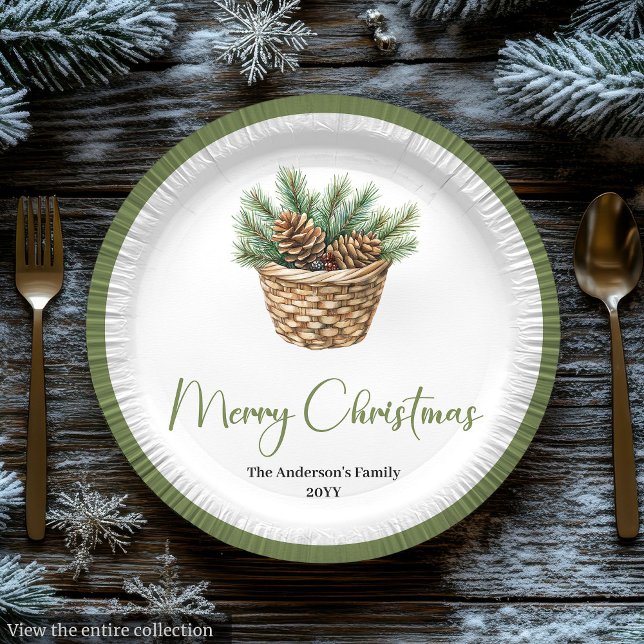Earthy Boho Botanical Christmas Bouquet Dinner  Paper Plate (Earthy Boho Botanical Christmas Bouquet Dinner Plates)