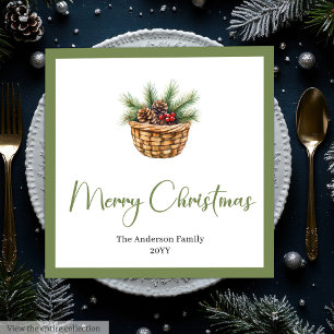 Earthy Boho Botanical Christmas Bouquet Table Napkin