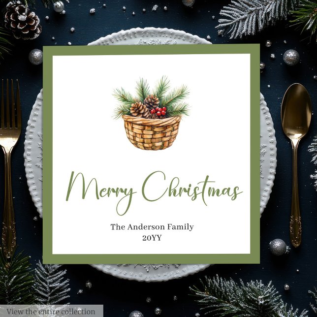 Earthy Boho Botanical Christmas Bouquet Table  Napkin (Earthy Boho Botanical Christmas Bouquet Table Napkins)