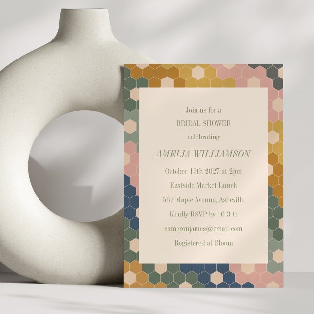 Earthy Boho Chic Vintage Modern Bridal Shower Invitation (Creator Uploaded)