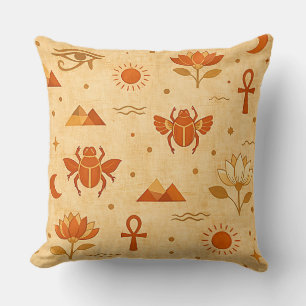 Earthy Boho Egyptian Pattern-Minimalist Pharaonic Cushion