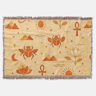Earthy Boho Egyptian Pattern-Minimalist Pharaonic Throw Blanket