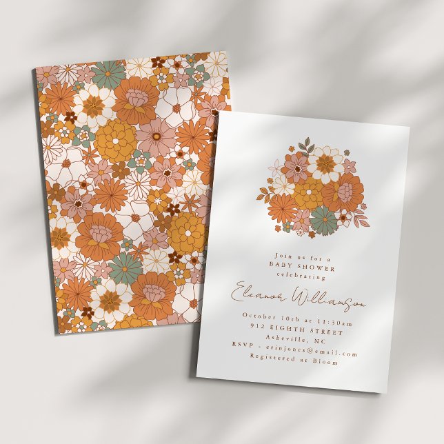 Earthy Boho Floral Terracotta Simple Baby Shower Invitation (Creator Uploaded)