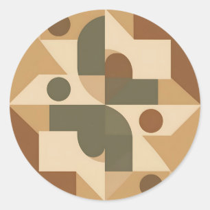 Earthy Boho Geometric Abstract Classic Round Sticker