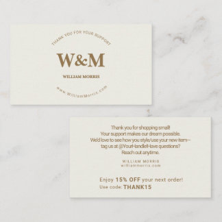 Earthy Boho Minimalist Branded Company Thank You Business Card
