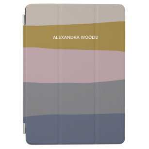 Earthy Boho Modern Abstract Stripes Personalised iPad Air Cover