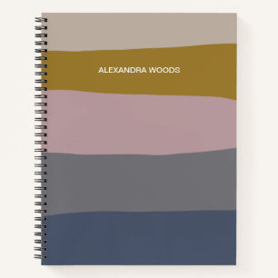 Earthy Boho Modern Abstract Stripes Personalised Notebook