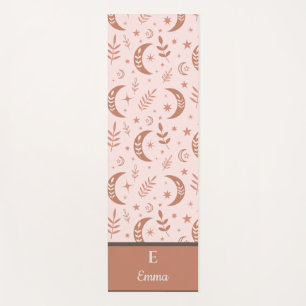 Earthy boho moon pattern monogram yoga mat