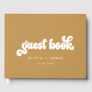 Earthy Boho Mustard Yellow Customisable Wedding Guest Book