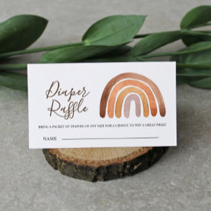 Earthy Boho Rainbow Baby Shower Diaper Raffle  Enclosure Card