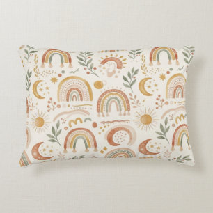 Earthy Boho Rainbow Nursery Accent Pillow