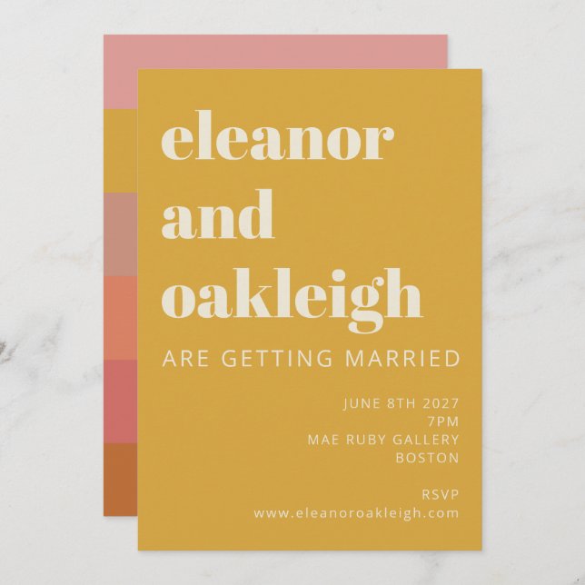 Earthy Boho Rust Yellow Modern Geometric Wedding Invitation (Front/Back)