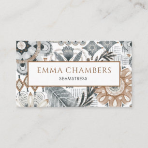 Earthy Boho Shapes Seamstress Tailor Business Card