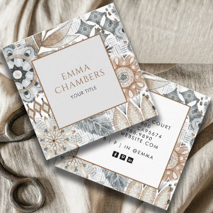 Earthy Boho Shapes Square Business Card