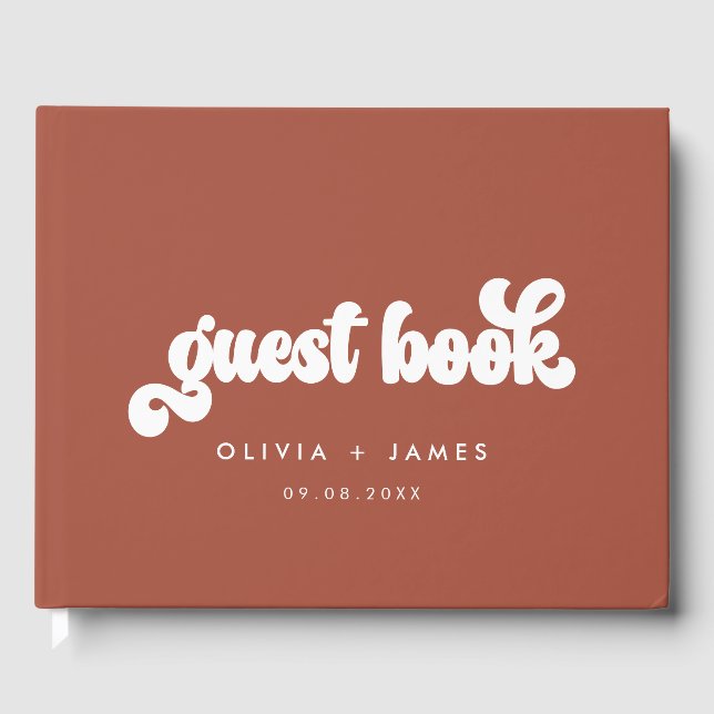 Earthy Boho Terracotta Customisable Wedding Guest Book (Front)