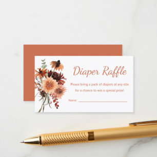 Earthy Boho Terracotta Floral Diaper Raffle Enclosure Card