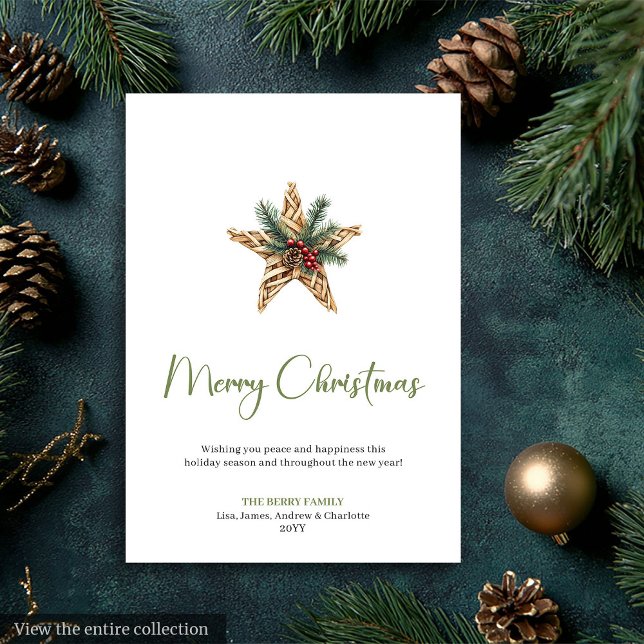 Earthy Boho Watercolor Pine Wreath Greeting Card (Earthy Boho Watercolor Pine Wreath Greeting Card

)