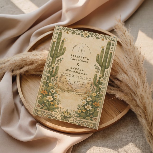Earthy Botanical Desert Wedding Invitation (Creator Uploaded)