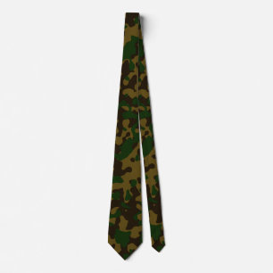 Earthy Brown and Forest Green Camouflage Tie