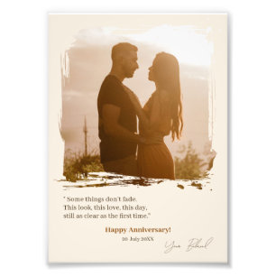 Earthy Brown Anniversary Photo memory & Quote Print