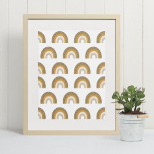 Earthy Brown Boho Rainbow Nursery Kids Wall Art