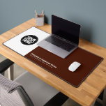 Earthy Brown | Custom Business Logo Name, Slogan Desk Mat<br><div class="desc">Create your own company workspace branded decoration with our ergonomic earthy dark brown Business Company Logo Desk Mat. This stylish, modern and professional desk mat allows you to personalize your boss, coworker or employee office in a unique way. Add corporate logo, name, profession, website, slogan, social media or any personalized...</div>