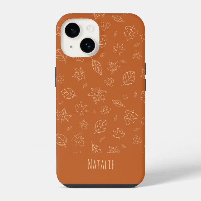 Earthy Brown Fall Leaves Pattern iPhone Case (Back)