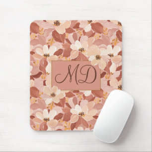 Earthy Brown Floral Painted Mouse Pad