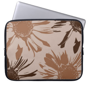 Earthy Brown Gerbera Flowers Laptop Sleeve