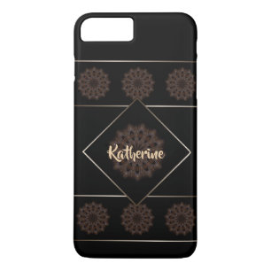 Earthy Brown Rustic Mandala Monogram iPhone 8 Plus/7 Plus Case