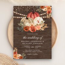 Earthy Burnt Orange Floral Pumpkin Wood Wedding