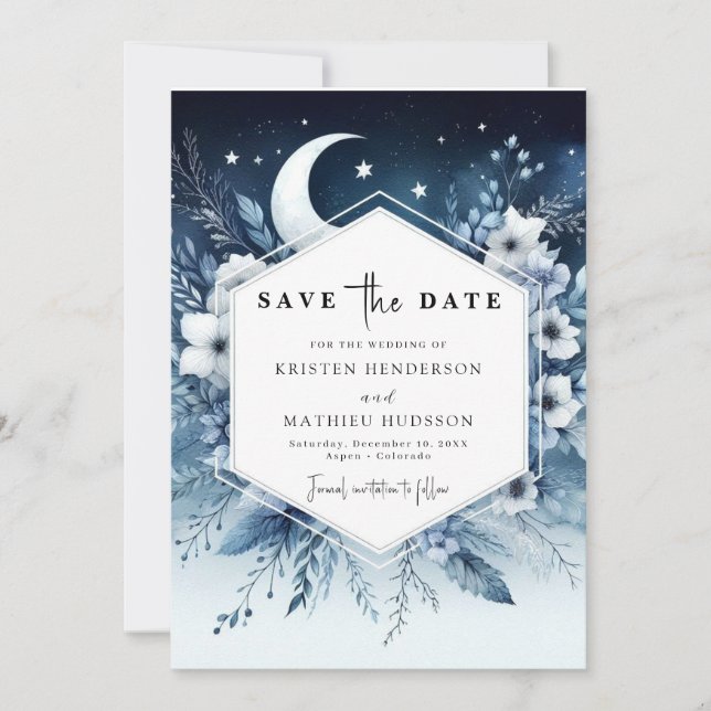 Earthy Chic Moonlit Wedding Save The Date (Front)