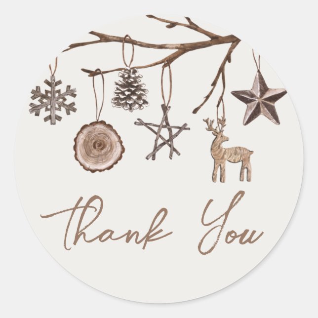 Earthy Christmas Thank You Stickers (Front)