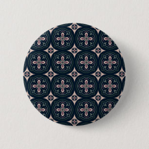 earthy colored floral geometric tiles 6 cm round badge