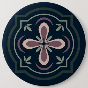 earthy colored floral geometric tiles 6 cm round badge