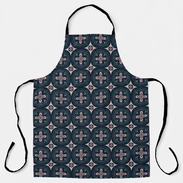 earthy colored floral geometric tiles apron (Front)