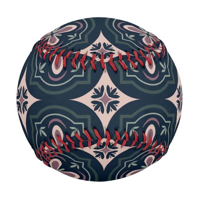 earthy colored floral geometric tiles baseball (Front)