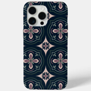 earthy colored floral geometric tiles iPhone 15 pro max case