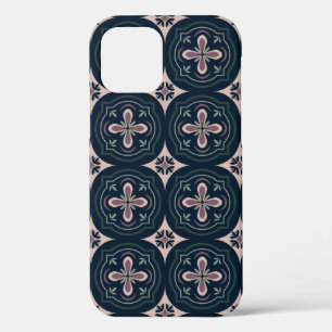 earthy colored floral geometric tiles iPhone 12 pro case
