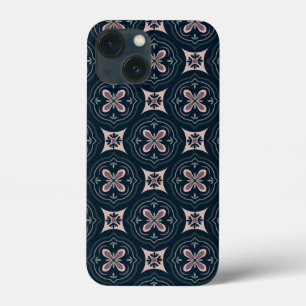 earthy colored floral geometric tiles iPhone 13 mini case