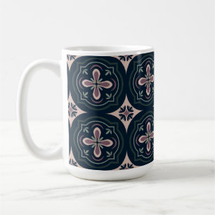earthy colored floral geometric tiles coffee mug