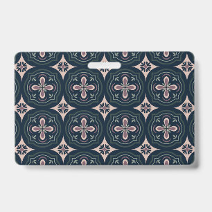 earthy colored floral geometric tiles ID badge