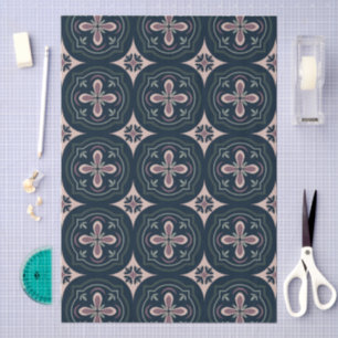 earthy colored floral geometric tiles tissue paper