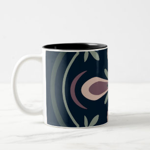 earthy colored floral geometric tiles Two-Tone coffee mug