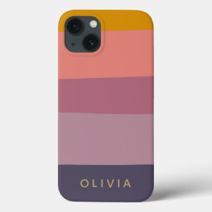 Earthy Colour Block Shapes Purple Personalised Nam iPhone 13 Case