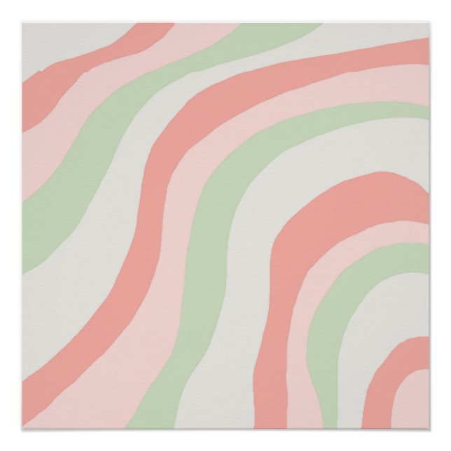 Earthy Colour Wavy Stripe Minimalist Spring Summer Poster (Front)